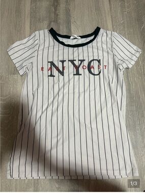3 for $14 Society White Black Striped 'NYC' Short Sleeve size small